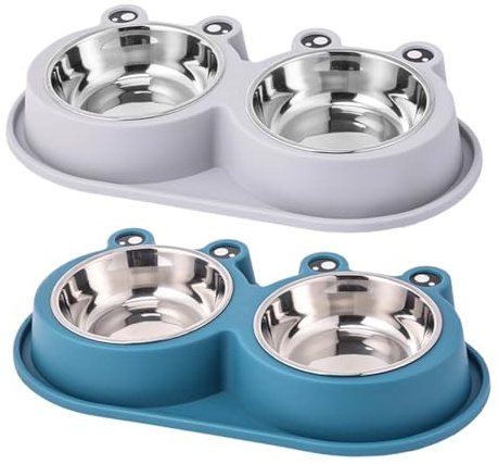 Mobestech 2pezzi Ciotola Per Cibo e Acqua Per Cani e Gatti in Acciaio Inossidabile Con Base Antiscivolo e Doppia Funzionalità Adatta Per Piccoli Cani e Cuccioli