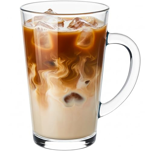 KONZEPT Lot de 6 verres à latte macchiato - 300 ml - En verre - Avec anse - Résistant à la chaleur et au lave-vaisselle - Idéal pour café, thé, latte, boissons chaudes