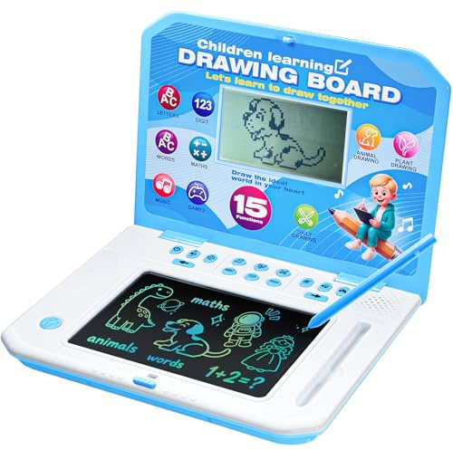 Happiegg Kids Laptop, 2-in-1 LCD Drawing Board & Learning Toy Blue