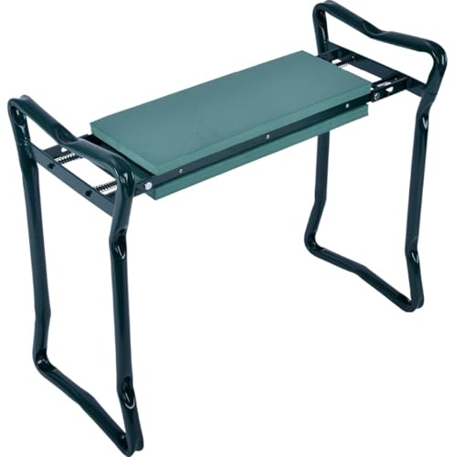 WERKA PRO Banc pour Jardiner 58 x 28 cm 48 cm Noir Agenouilloir 2 en 1 | Acier, ergonomique, durable, stable, usage jardin et extérieur, noir et vert, taille 58 x 28 cm, hauteur 48 cm