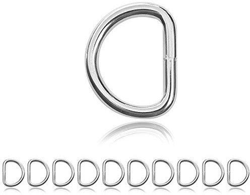 Ganzoo D - Ring aus Stahl, 10 Stück im Set, Stahl- Ring 24mm x 20mm, nichtrostend, Ideal in Verbindung mit Paracord 550 zu verarbeiten, geschweißter Stahl, Farbe silber glanz
