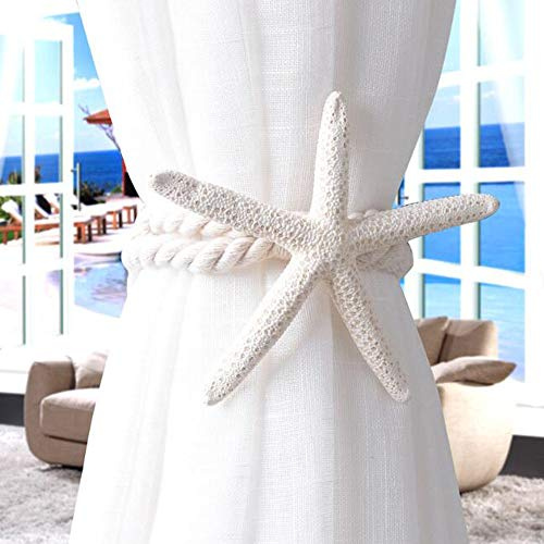 VOANZO 4 pezzi Stella marina naturale Tieback Tende a sospensione Corde sospese Corde creative Holdback Fibbie Accessori per tende Portabiti Forniture per la casa