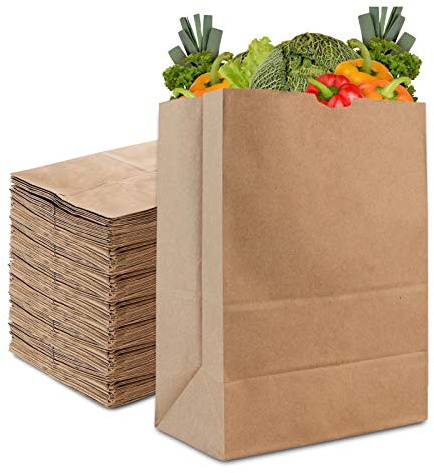 Stock Your Home 57 Lb Kraft Paper Bag (50 Count) Heavy Duty, Large Brown Paper Grocery Bags for Food Shopping, Recycling, Trash, Bulk Pack Size