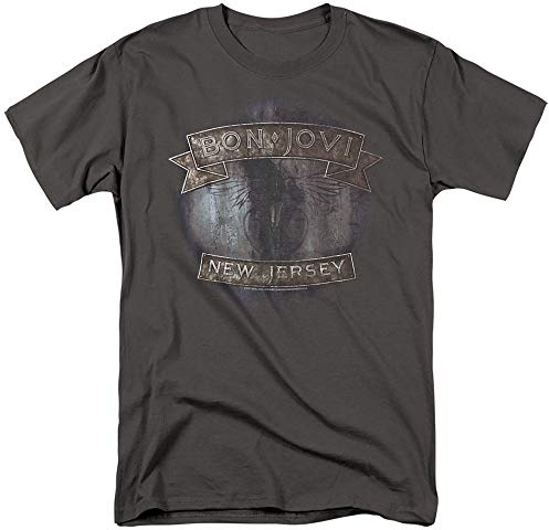 Trevco Bon Jovi New Jersey Unisex T Shirt, Charcoal T-Shirt Mixte (Lot de 1)