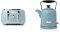 Haden Highclere 4 Slice Toaster with Reheat and Defrost Functions, Blue & 3000W Highclere Cordless Kettle, 1.5 Litre Capacity, Blue