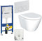 GEBERIT Duofix Vorwandelement Basic + Wand Tiefspül WC MODERN LIFE SPÜLRANDLOS + WC-Sitz + Betätigungsplatte DELTA21