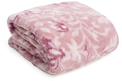 Vera Bradley Women's Fleece Plush Shimmer Throw Blanket, Frosted Lace Pink, 80 X 50