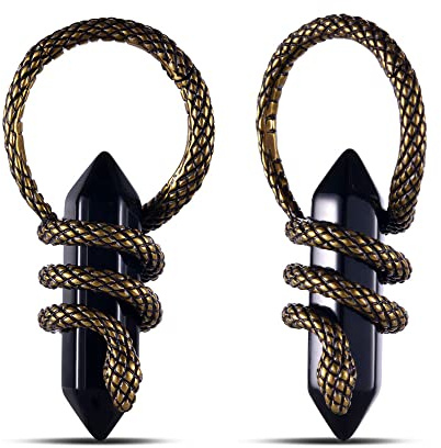 ERKUOO 2PCS Ohr Gewichte Messgeräte Kleiderbügel für gestreckte Zarte Schlange Typ baumelnde Ohren Punk Gehörtunnel Stecker Taper Ring Expander Ohrringe Piercings für Frauen Männer 3mm