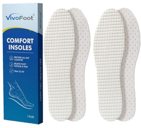 VivoFoot 2 Pairs Kids Comfort Cotton Terry Insoles, Breathable Anti Odour Inserts, Cut-to-Size Everyday Replacement Shoe Pads