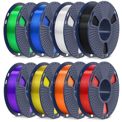SUNLU PLA Filamento Stampante 3D Multicolour, 8 Colours Filamento PLA 1.75mm Stampante 3D, Bobina PLA da 0,25KG, 8 Confezioni, 2KG Totale. (Nero e 7 colori della serie trasparente)