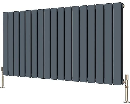 Radbliss Horizontal Flat Panel Radiator 600x1156mm Anthracite Matt Grey Double Design RAD Central Heating