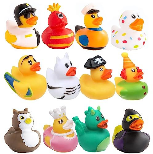 12 PCS Rubber Bath Ducks, Baby Bath Ducks, Bath Duck Funny Small, Colourful Rubber Ducks, Children's Bath Toy, for children, baby shower, children's birthday parties, beach and in the pool