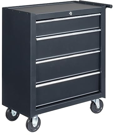Winado 4-Drawer Tool Chest with Wheels & Lock & Key, Heavy Duty Cart Rolling Tool Box on Wheels, Metal Storage Cabinet, Rolling Tool Cart with Drawers for Garage, Warehouse & Repair Shop