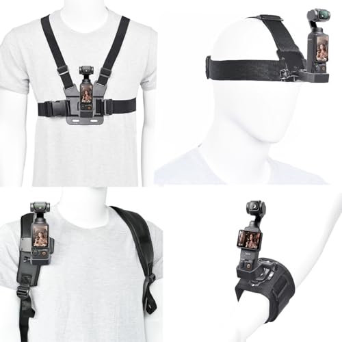 Fotoleey Accessori per DJI Osmo Pocket 3: Set Completo con Fascia Toracica, Fascia per Testa, Polsiera, Clip Zaino, 2 Cornici, Viti e Adattatore Rapido per Azione e Viaggi