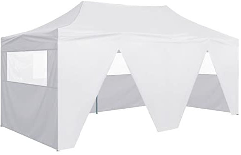 Iiaky Gazebo Pieghevole con 4 Pareti 3x6 m Acciaio Bianco,Gazebo Pieghevole,Gazebo da Giardino Tenda Padiglione Pop up