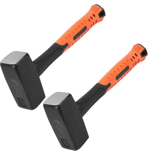 2 Packs 3.3lb Sledgehammer with 9 Inch long Fiberglass Handle, Sledge Hammer, No-Slip Rubber Grip, and Forged Steel Construction,(3.3-Pound Sledge), by GENHAKON