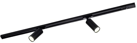 Ledvion - Iluminación LED sobre Carril 1M + 2 Focos de Riel (Negro, Regulable, Accesorio GU10), Luminaria de Riel Monofásica, Luminaria de Riel, Foco de Riel