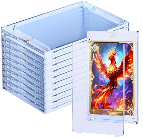 Tolesum 10PCS Magnetic Card Holder 35PT Soporte de Tarjeta UV Protectoras Funda Plástica Dura de Tarjeta Transparentes Cartas Coleccionables Marco para Magic, MTG, Deportes, Béisbol, Fútbol - Blu-ray
