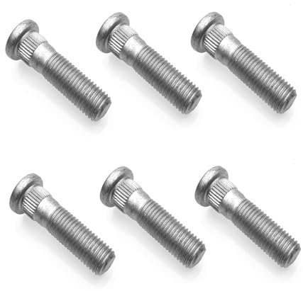 Boulons de roue, 6pcs M12x1,5 Goujons de Roue, 48mm Long Boulons de Cosse en Acier Goujons, avec rondelle plate, de Pneu Accessoires de Voiture Compatibles