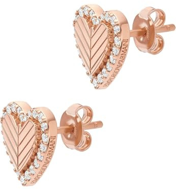 Emporio Armani Orecchini da donna in acciaio inossidabile o semi-preziosi con chiusura push back, Oro rosa lucido