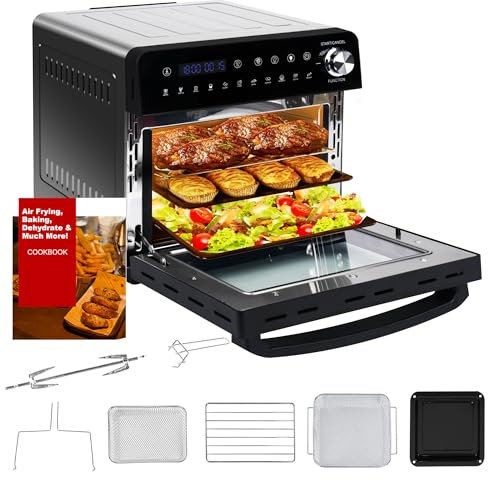 14L Minibackofen Heißluftfritteuse | Vielseitig 1800W Airfryer XXL Visualisiertes Fenster, 11 in1 Ofen Max Temperatur 210℃ Touch Screen, Heissluftfritteuse Mini Backofen mit 7 Zubehör und Rezeptbuch