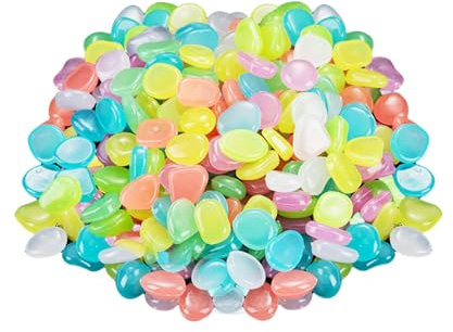 LBJFYHJN 200 Stück Leuchtsteine, Deko Steine, Gartensteine mit Licht- oder Solarenergiebetrieb, Geeignet für Aquarien, Töpfe, Vasen, Außenbereich, Rasen, Gehwege