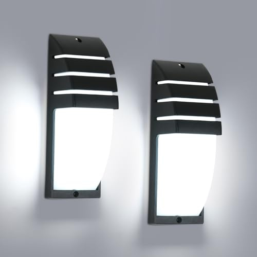 Goeco 2 Pack Lámparas de Pared LED Exterior, 12W 1300LM Apliques de Pared IP65 Impermeables, 6500K Luz Blanca Fría Iluminación para Patio, Jardín, Dormitorio, Salón, 22.5CM x 8CM