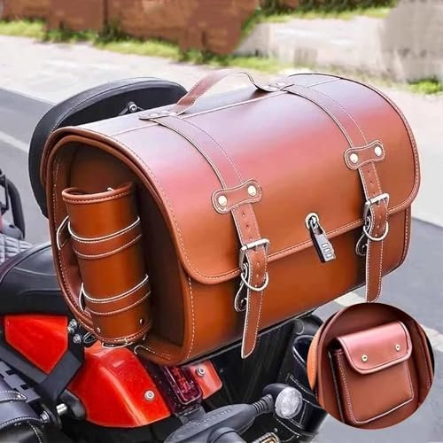 LDKH Borsa posteriore da moto per Vespa GTS GTV 250 300, in pelle, impermeabile, stile retrò, 33 litri, per moto