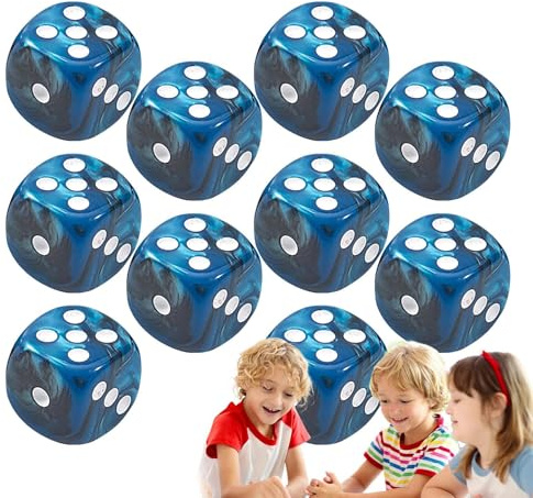 Juegos De Mesa Dados - 10 Piezas Dados Acrílicos De 6 Caras para Juegos De Mesa,Accesorios Portátiles con Bordes para Hombres, Mujeres Y Adolescentes +12 Años