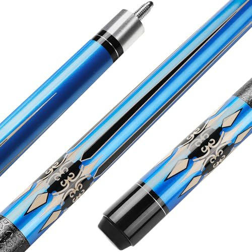Winucue Queue de Billard, Pool Cue Américain de 58'' avec Embouts de 13 mm pour Joueurs Professionnels pour Tables de Billard de Sport, pour Bars et Tables de Billard de Sport à Domicile (Bleu 20oz)