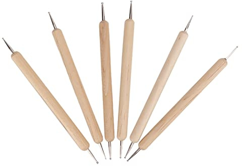LUCKDANO Herramienta de Estampado, Herramientas de Salto de Lápiz Punta de Punta de la Bola de Uñas de Arcilla de Arte de Arte 6 PC Pado de Rastreo de Doble Extremo para Grabado, Dibujo, Haciendo
