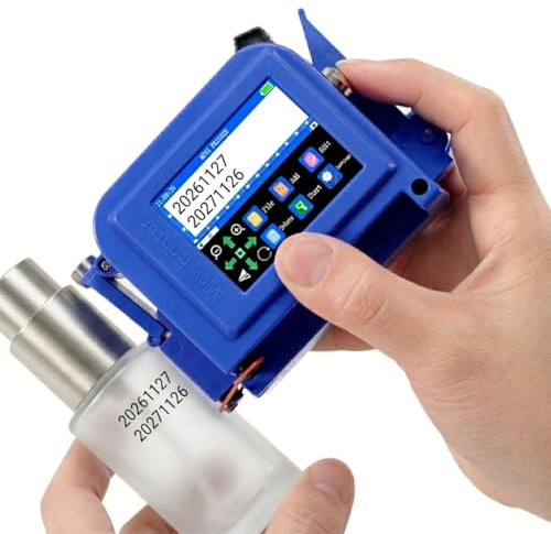 Eurannit Stampante a getto d'inchiostro portatile Mini 12,7 mm, pistola da stampa portatile E11 con cartuccia d'inchiostro nera, codificatore a getto d'inchiostro per testo, codice QR, numero