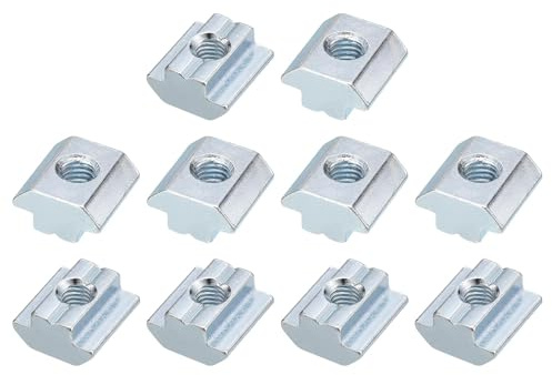 TOP-VIGOR M8 Sliding T Slot Nuts 30Pcs, Nickel Plated Carbon Steel Hammer Head Roll-in T-Nuts for 4545 Aluminium Extrusion Profile, T-Slot Fasteners for CNC and 3D Printer Assembly