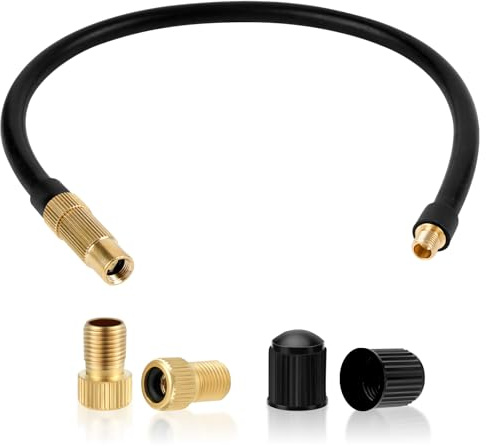 2-in-1 Schrader & Presta Bike Pump Adapter, 40CM/15.7In Universal Tyre Inflation Hose, Extension Tube Hose for Bike, With 2 Pairs of Valves, Compatible with Portable Car, Bicycle, Motorcycle Tyre