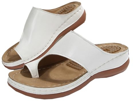 Yafirgeer Orthopedic Toe Loop Sandals for Women Arch Support Slip On Plus Size Summer Sandals Walking Shoes
