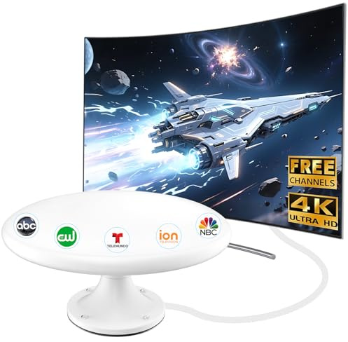 Antena de TV RV con señal amplificada, antena de TV digital HD para exteriores con recepción de largo alcance, fácil instalación, para caravana, remolque, camión, caravana, barco (blanco puro)