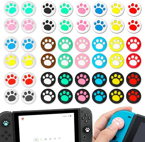 Lot de 48 capuchons en silicone pour Nintendo Switch/OLED/Lite, capuchons de joystick compatibles avec les griffes de chat Nintendo Switch, embouts de rechange en silicone pour accessoires