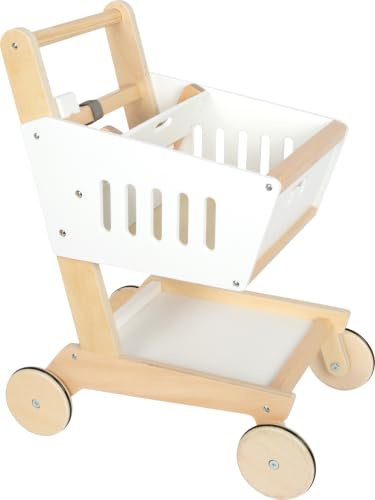 small foot Carrello per la spesa in legno fresh, stabile carrello per la spesa per giocare con seggiolino per bambini, per il negozio e la cucina gioco, per bambini dai 2 anni, 12836