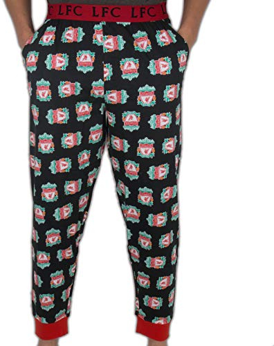 Liverpool FC Official Football Gift Mens Lounge Pants Pyjama Bottoms Black Large