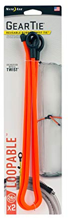 Nite Ize Gear Tie Loopable, The Original Reusable Rubber Twist Tie With Sturdy Integrated Loop, 24-Inch, Bright Orange, 2 Pack, Made in the USA