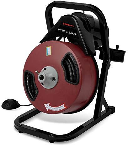 EBERTH Rohrreiniger Rohrreinigungsmaschine Elektrisch mit 20m Spirale, 400W Motor, 13mm Spiraldurchmesser, für 5-10cm Rohrdurchmesser, Inklusive Arrow, Boring Bulb, Spade & C-Cutter, 230V