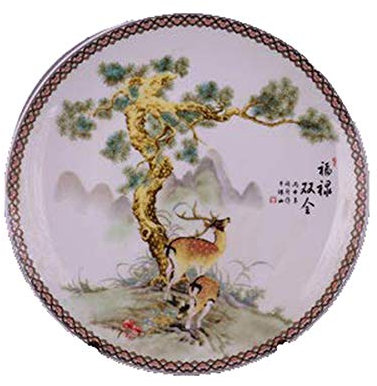 Fashion158 Qing Qianlong Pastels Fulu - Plato de Porcelana Doble para decoración de Sala de Estudio