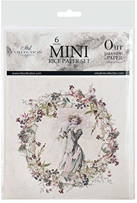 ITD Collection – mini rispapper kreativt set 14,8 x 14,8 cm (6 ark), Decoupage rispapper för scrapbooking och hantverk, flerfärgad (RSM042- HS code 48021000)