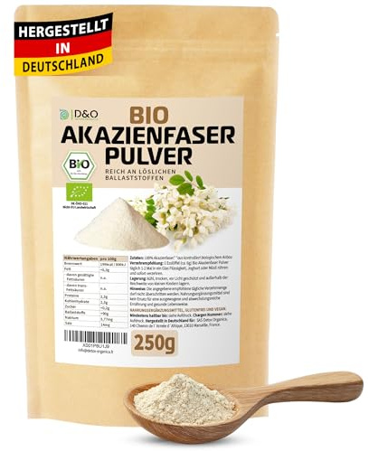 Detox Organica Fibra de Acacia Orgánica - 250 g de Fibra Soluble, Natural, Vegana y Fácil de Tolerar - Goma Arabiga en Polvo Bio - Sin Gluten, Keto