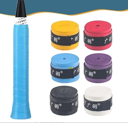Fyihoxi 6 Stück Griffband Tennisschläger, 110cm Tennis Griffband Overgrip, Badminton Griffband Selbstklebend, Squash Schläger Band für Squash Tennis Badminton