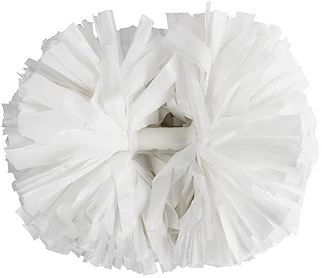 Hooshing 2PCS Cheerleading Pom Poms Professional White Pom Poms Cheerleading with Baton Handle for Cheer Squad Team Sports Spirited Party Dance Training