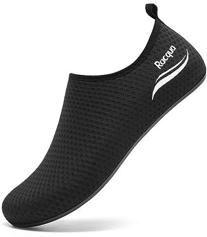 Racqua Water Shoes Swimming Beach Non Slip Quick Dry Sea Aqua Pool Shoes Socks Wet Diving Wetsuit Breathable Kayaking Lightweight Shoes for Men Women Black 42/43