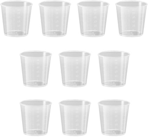 Confezione da 10 misurini liquidi in plastica da 30 ml, misurino trasparente, cilindro misuratore da laboratorio, misurino per latte, strumento di misurazione per la cucina