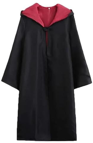 Sidesea Wizard Cloak, Halloween Costumes Adults Magic Robe Costume with Glasses Scarf Wand and Tie for Adults, Red Magic School Uniform, Fancy Dress for Carnival Cosplay Costume Party