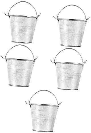 Zerodeko Mini Iron Buckets 5 Pack Small Flower Pots for Succulents Home Gardening and Florist Display Retro Nordic Style Compact Planters